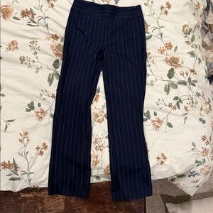Elegant Navy Pinstripe Straight Leg Pants